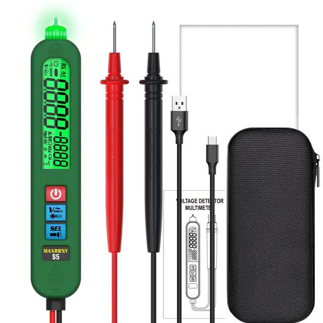 Alt view image 7 of 7 - Smart Digital Multimeter Tester Rechargeable Pen-Type Voltmeter Diode Resistance Continuity Frequency V-Alert Live Check Voltage Tester with Flashlight