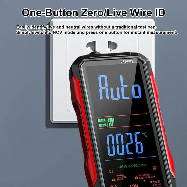 Alt view image 2 of 7 - 2026 Upgraded FS899L Digital Multimeter, 6000 Counts True RMS Auto-Ranging AC/DC Voltage Tester, NCV Capacitance Meter, USB-C Rechargeable Color Screen with 2 Alligator Clips