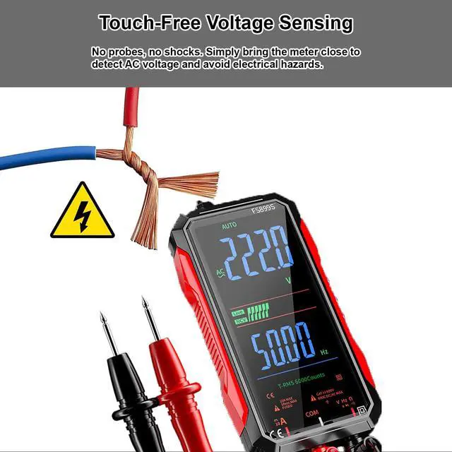 Alt view image 5 of 7 - 2026 Upgraded FS899L Digital Multimeter, 6000 Counts True RMS Auto-Ranging AC/DC Voltage Tester, NCV Capacitance Meter, USB-C Rechargeable Color Screen with 2 Alligator Clips