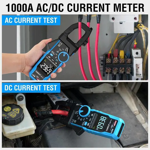 Alt view image 5 of 7 - Inrush Digital Clamp Meter Multimeter - T-RMS 6000 Counts 1000A Amp Voltage Tester with VFD, LOZ, Measures NCV, AC/DC Voltage Current, Continuity Capacitance Frequency Resistance, Temperature