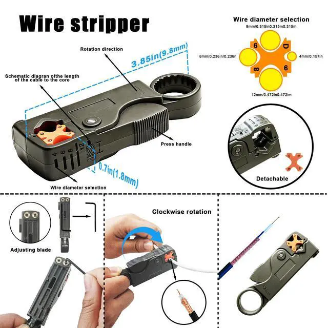 Alt view image 4 of 7 - Coaxial Pocket Toner Pocket Continuity Tester,with Coaxial Cable Crimper Kit,and Toner with Light&Buzzer Voltage Toner and Barrel Connector Bundle for Testing Coax Cable, RG6, RG59, CATV Wire Tracer