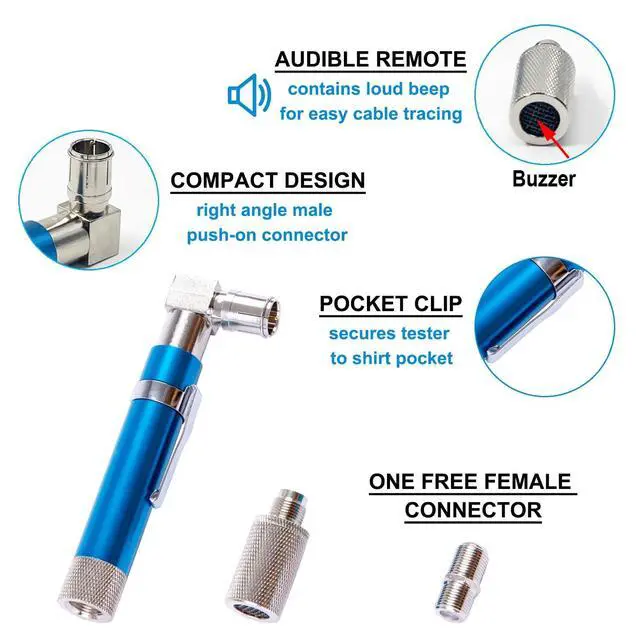 Alt view image 6 of 7 - Coaxial Pocket Toner Pocket Continuity Tester,with Coaxial Cable Crimper Kit,and Toner with Light&Buzzer Voltage Toner and Barrel Connector Bundle for Testing Coax Cable, RG6, RG59, CATV Wire Tracer
