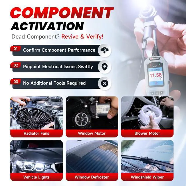 Alt view image 5 of 7 - 2026 P180 Automotive Probe Tester 9-30V Electrical Power Probe, AC/DC Voltage/Diode/Resistance/Relay/Fuse Test, Wire Tracer, Battery/Fuel Injector Tester, 40FT Cable
