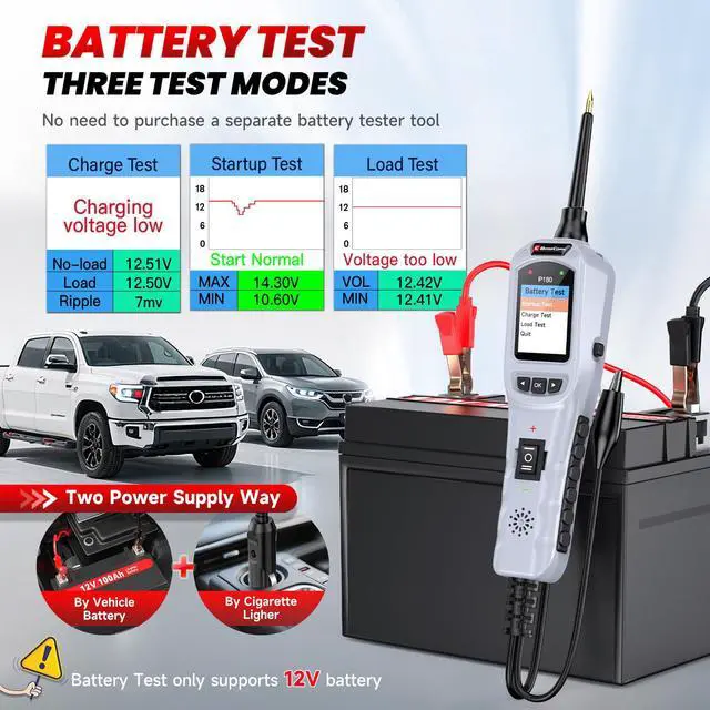 Alt view image 6 of 7 - 2026 P180 Automotive Probe Tester 9-30V Electrical Power Probe, AC/DC Voltage/Diode/Resistance/Relay/Fuse Test, Wire Tracer, Battery/Fuel Injector Tester, 40FT Cable