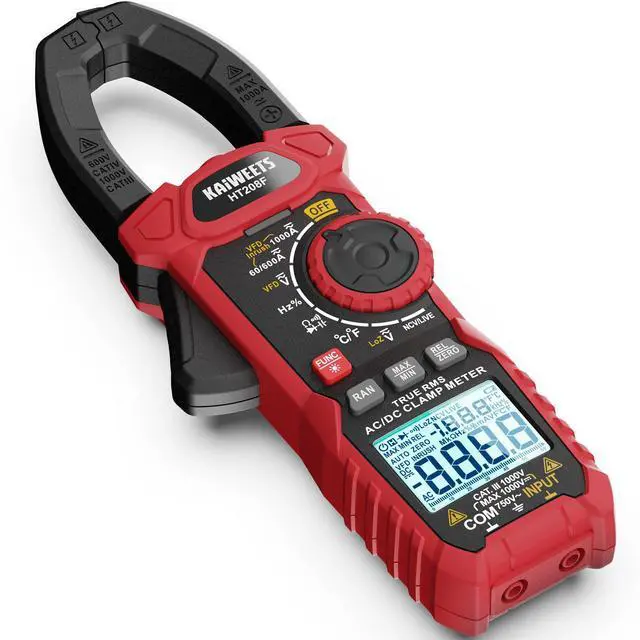Main image of Inrush Digital Clamp Meter 1000A with Backlit; Multimeter TRMS 6000 Counts, Amp Voltage Tester with VFD, LOZ Mode; Measures AC/DC Current Voltage Temperature Resistance NCV - Upgraded Screen