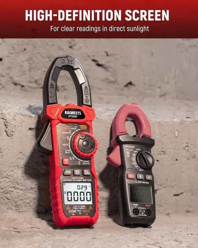Alt view image 5 of 7 - Inrush Digital Clamp Meter 1000A with Backlit; Multimeter TRMS 6000 Counts, Amp Voltage Tester with VFD, LOZ Mode; Measures AC/DC Current Voltage Temperature Resistance NCV - Upgraded Screen