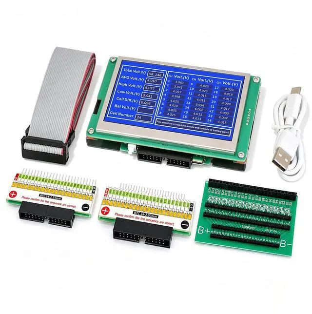 Main image of 24S Battery Voltage Tester, 5" LCD Voltage Gauge, Precision Voltage Detector for NMC / LiFePO4 / LTO Batteries, Type-C Universal Socket, M6T24