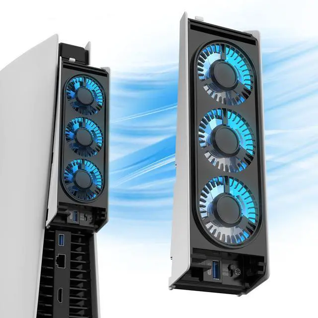 Main image of PS5 Cooling Fan, PS5 Accessories Upgraded Quiet Cooler Fan with LED Light & USB 3.0 Hubs, Efficient Cooling Station for PlayStation 5 Disc/Digital Edition,Not for PlayStation 5 Slim/Pro