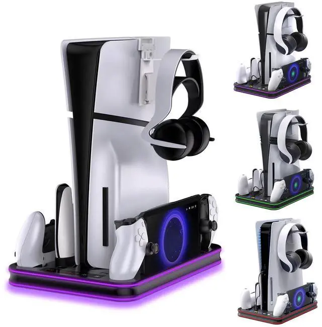 Main image of PlayStation Portal Charger, PS5 Stand and Cooling Station with RGB LED Controller Charging Dock Accessories, PS5 Edge Controller and PS Portal Charger, Headset and Remote Holders