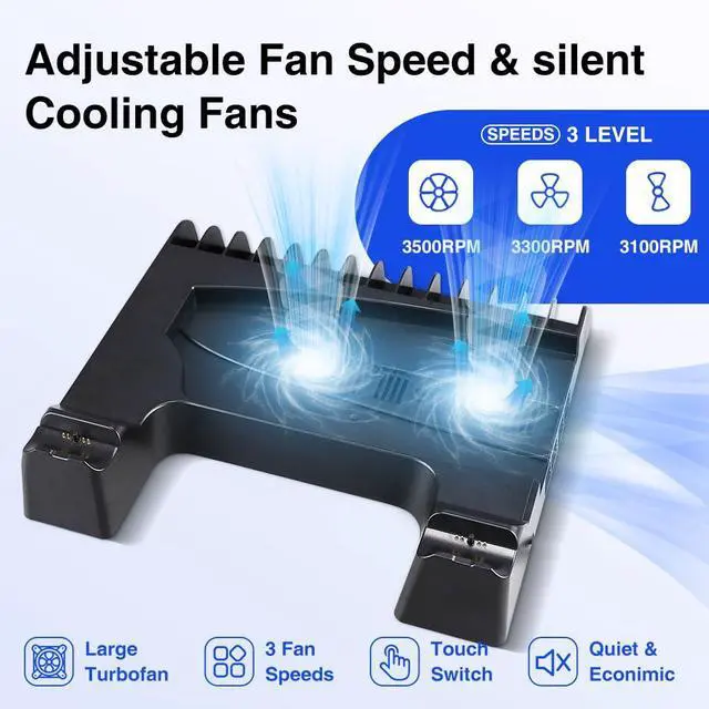 Alt view image 4 of 6 - for PS5 Pro/Slim/PS5 Stand and Cooling Station,3-Level PS 5 Cooling Station,Charger for PlayStation 5&Edge Controller,Design for PlayStation 5/Pro/Slim Disc&Digital-Black