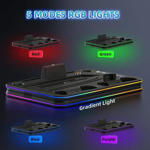 Alt view image 3 of 7 - PS5 Charging Station with Cooling Fan and RGB Light, Dual Controllers and PS Portal Charger, All-in-One PlayStation 5 Stand for PS5 Slim, Disc, and Digital Editions