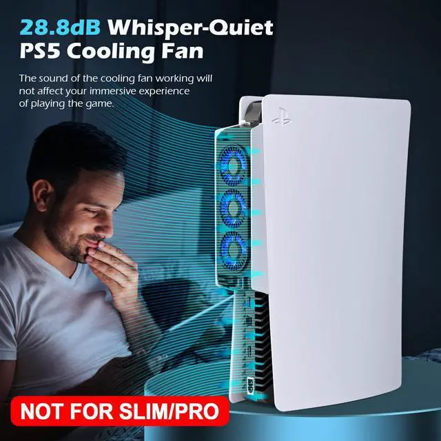 Alt view image 5 of 7 - for PS5 Cooling Fan with Led Light,Quiet Efficient Cooling Accessories for PS5 Upgraded Cooler Fan for PlayStation 5 Disc/Digital with USB 3.0 Port,2 Level Speed (Not for PS5 Slim/Pro)