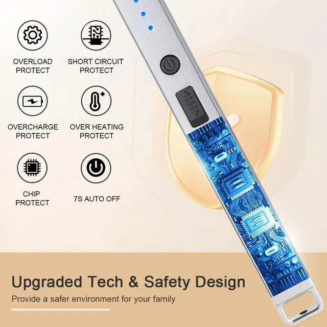 Alt view image 3 of 7 - Electric Arc Lighter Windproof Flameless Rechargeable USB Lighter with Safety Lock for Home Kitchen BBQ Candle