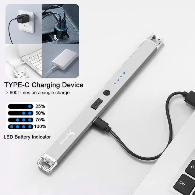 Alt view image 4 of 7 - Electric Arc Lighter Windproof Flameless Rechargeable USB Lighter with Safety Lock for Home Kitchen BBQ Candle