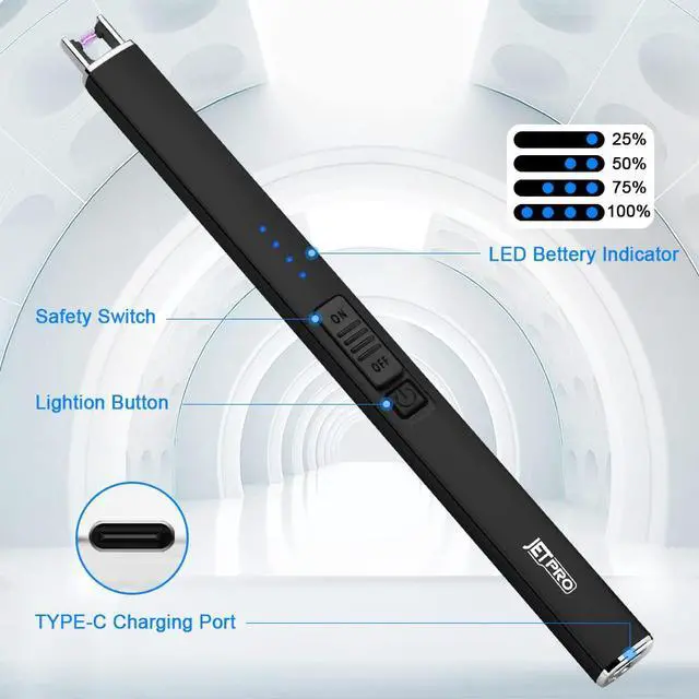 Alt view image 3 of 7 - Electric Arc Windproof Lighter Flameless USB Rechargeable Lighter with Safety Lock for Candle BBQ Camping (Black)