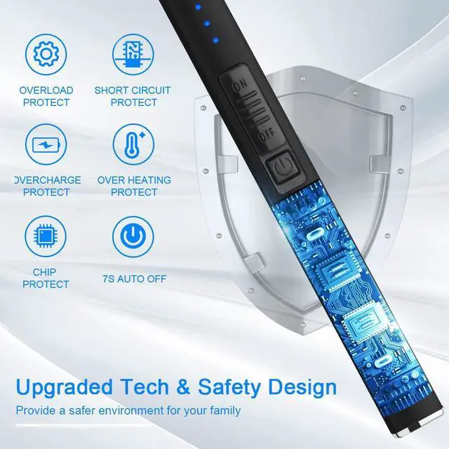 Alt view image 4 of 7 - Electric Arc Windproof Lighter Flameless USB Rechargeable Lighter with Safety Lock for Candle BBQ Camping (Black)