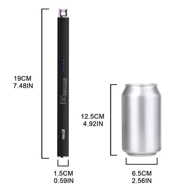 Alt view image 7 of 7 - Electric Arc Windproof Lighter Flameless USB Rechargeable Lighter with Safety Lock for Candle BBQ Camping (Black)