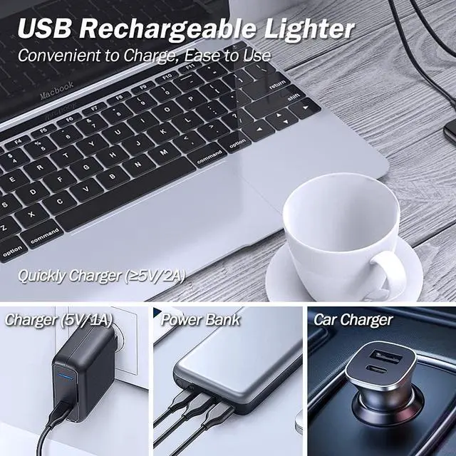 Alt view image 4 of 7 - Electric Lighter, Arc Windproof Flameless Plasma Lighter, Long Stick with Rope and Ring, Perfect for Candle BBQ Camping Kitchen Stove, White