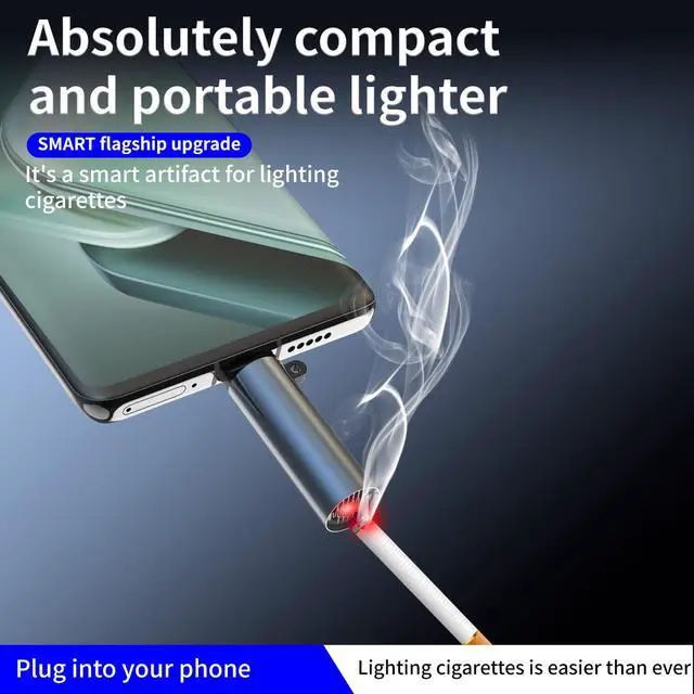 Alt view image 3 of 7 - Electric Lighter, USB C Lighter, Mini Version, Flameless Windproof, Mens Gift (Wide Mouth)