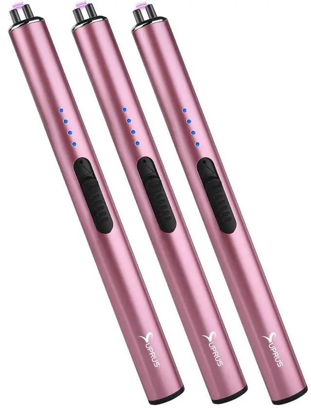 Main image of Electric Arc Windproof Flameless USB Rechargeable Lighter with Safety Lock for Candle (Pink, 3 Packs)