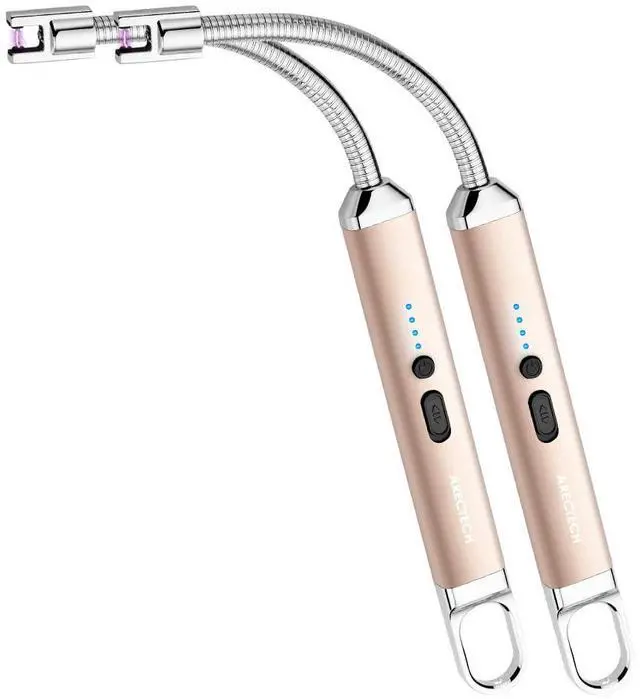 Main image of Electric Arc Candle Lighter Flameless Rechargeable USB Long Lighters for Candle Cooking BBQs Fireworks Gold 2 Pack