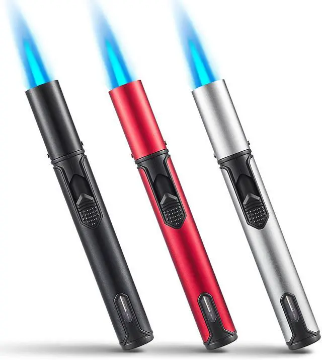 Main image of 3 Pack Butane Torch Lighters, 6-inch Refillable Pen Lighter Adjustable Jet Flame Butane Lighter for Grill BBQ Camping (Gas Not Included)