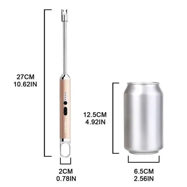 Alt view image 5 of 7 - Electric Arc Candle Lighter Flameless Rechargeable USB Long Lighters for Candle Cooking BBQs Fireworks Gold 2 Pack