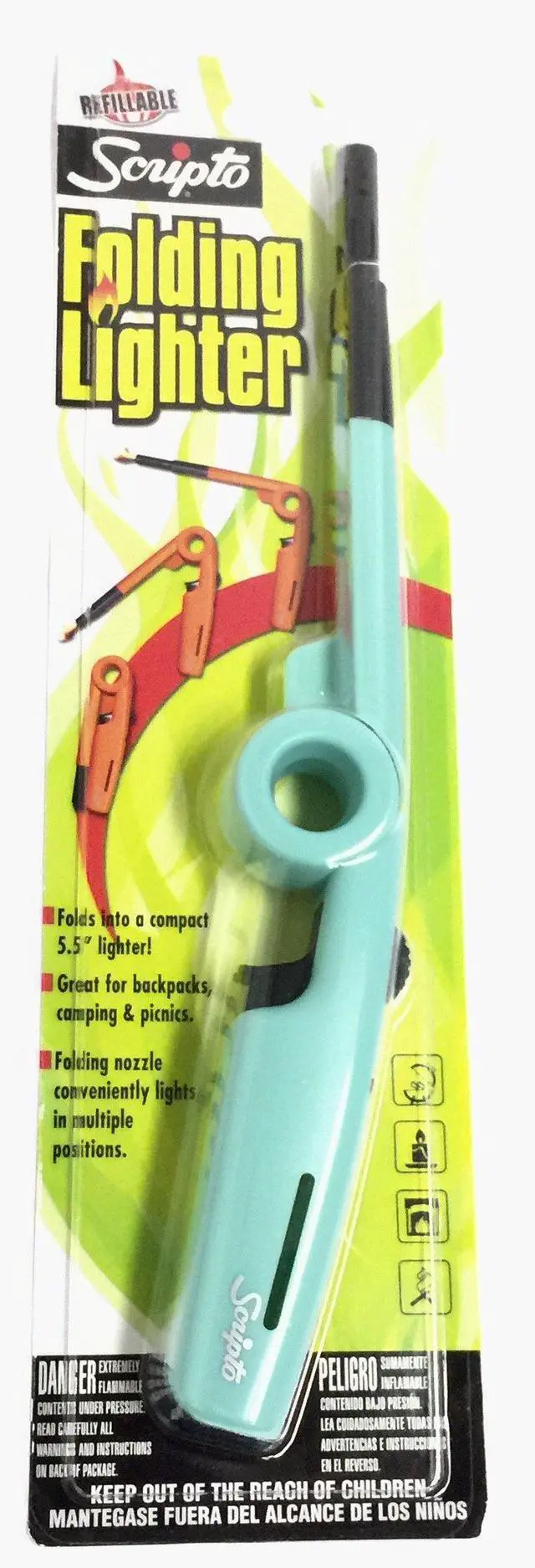 Alt view image 3 of 3 - 3 Pack Combo - 3 Random color "Refillable" Folding Lighter Safe for Camping/grilling/home, Adjustable Flame