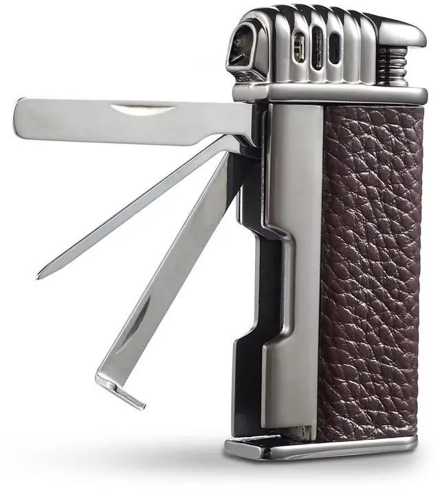 Main image of 3 in 1 Pipe Lighter Butane Angled Soft Flame Refillable with 3 Pipe Cleaner Tools Multifunctional Gas Lighter for Camping Grill Fireplace Candle (Gas Not Included)