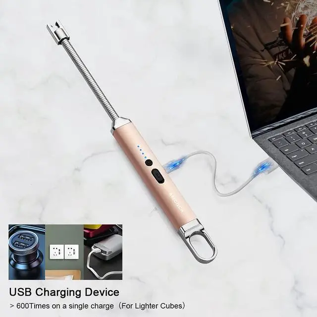 Alt view image 6 of 7 - Electric Arc Candle Lighter Flameless Rechargeable USB Long Lighters for Candle Cooking BBQs Fireworks Gold 2 Pack