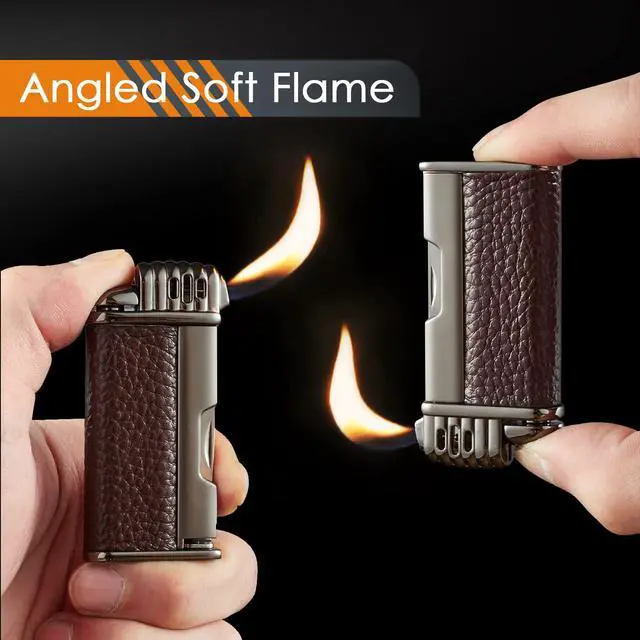 Alt view image 2 of 6 - 3 in 1 Pipe Lighter Butane Angled Soft Flame Refillable with 3 Pipe Cleaner Tools Multifunctional Gas Lighter for Camping Grill Fireplace Candle (Gas Not Included)