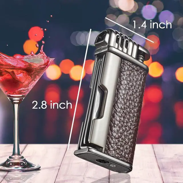 Alt view image 5 of 6 - 3 in 1 Pipe Lighter Butane Angled Soft Flame Refillable with 3 Pipe Cleaner Tools Multifunctional Gas Lighter for Camping Grill Fireplace Candle (Gas Not Included)