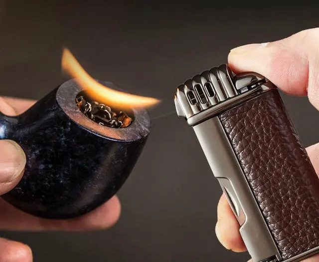 Alt view image 6 of 6 - 3 in 1 Pipe Lighter Butane Angled Soft Flame Refillable with 3 Pipe Cleaner Tools Multifunctional Gas Lighter for Camping Grill Fireplace Candle (Gas Not Included)