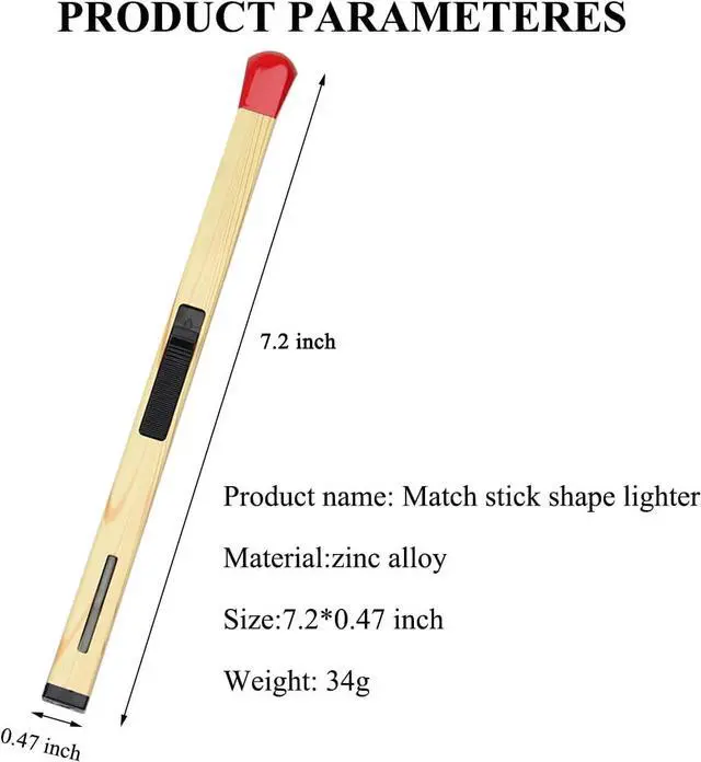 Alt view image 2 of 7 - Creative Matchstick Lighter, Open Flame Lighter Refillable Novelty Lighter Adjustable Metal Lighter Unique Gift for Men Women BBQ, Fireplaces, Camping, Clear