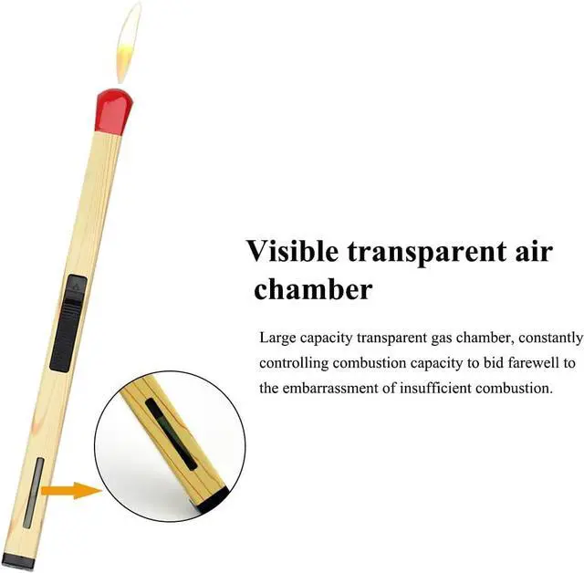 Alt view image 3 of 7 - Creative Matchstick Lighter, Open Flame Lighter Refillable Novelty Lighter Adjustable Metal Lighter Unique Gift for Men Women BBQ, Fireplaces, Camping, Clear