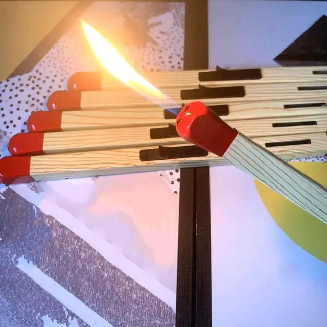 Alt view image 5 of 7 - Creative Matchstick Lighter, Open Flame Lighter Refillable Novelty Lighter Adjustable Metal Lighter Unique Gift for Men Women BBQ, Fireplaces, Camping, Clear