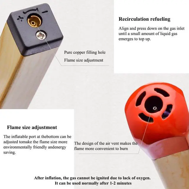 Alt view image 6 of 7 - Creative Matchstick Lighter, Open Flame Lighter Refillable Novelty Lighter Adjustable Metal Lighter Unique Gift for Men Women BBQ, Fireplaces, Camping, Clear