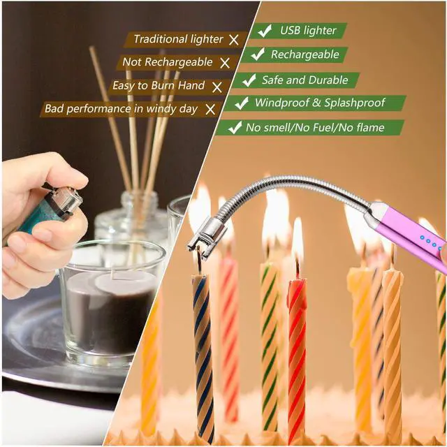 Alt view image 4 of 7 - Electric Candle Lighter, Valentine's Day Gifts for Women Mom Men Wife, USB Arc Rechargeable Windproof Long Lighter for Candle BBQ Birthday Housewarming Gift Idals