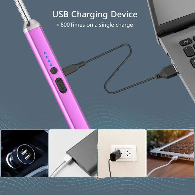 Alt view image 5 of 7 - Electric Candle Lighter, Valentine's Day Gifts for Women Mom Men Wife, USB Arc Rechargeable Windproof Long Lighter for Candle BBQ Birthday Housewarming Gift Idals