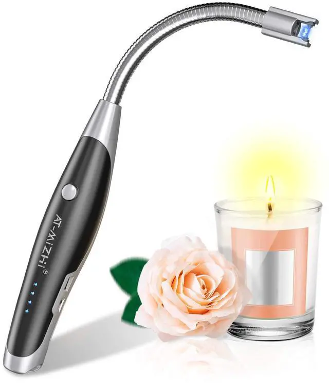 Main image of Electric Lighter - Rechargeable Long Neck Lighter with LED Flashlight for Candles, Camping & BBQ