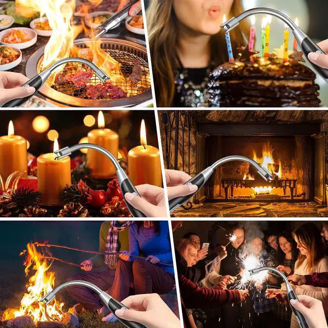 Alt view image 6 of 7 - Electric Lighter - Rechargeable Long Neck Lighter with LED Flashlight for Candles, Camping & BBQ