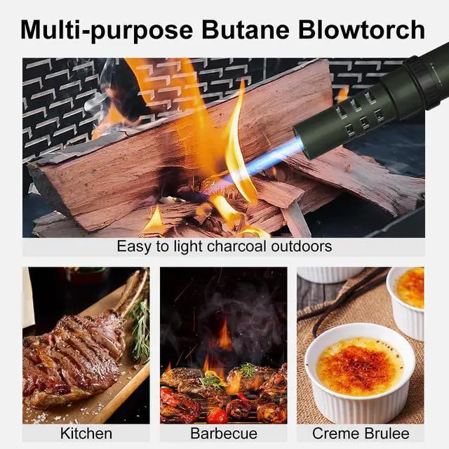 Alt view image 5 of 7 - Camping Lighter, Torch Lighter, Windproof Jet Flame Butane Refillable Adjustable Flame with Safety Lock&Fule Guage for Campfires Kitchen Hiking Candles Fireplace BBQ Outdoor Camping Essentials(Green)