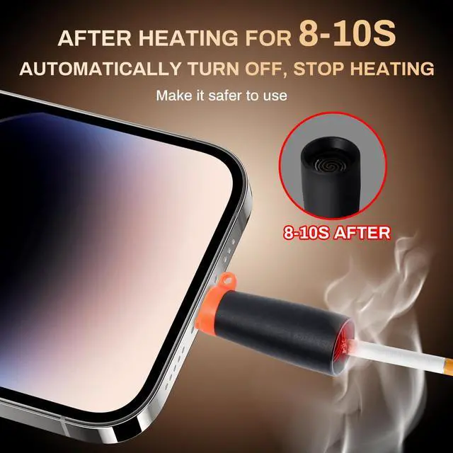 Alt view image 3 of 7 - Portable and Lightweight USB Type-C Electric Lighter, which has no Flame, no Gas, no Battery and is Windproof, use to Connecting The Charging Port of The Mobile Phone. (Black)