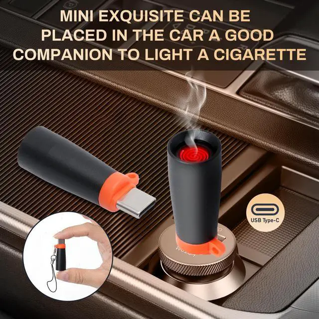 Alt view image 7 of 7 - Portable and Lightweight USB Type-C Electric Lighter, which has no Flame, no Gas, no Battery and is Windproof, use to Connecting The Charging Port of The Mobile Phone. (Black)
