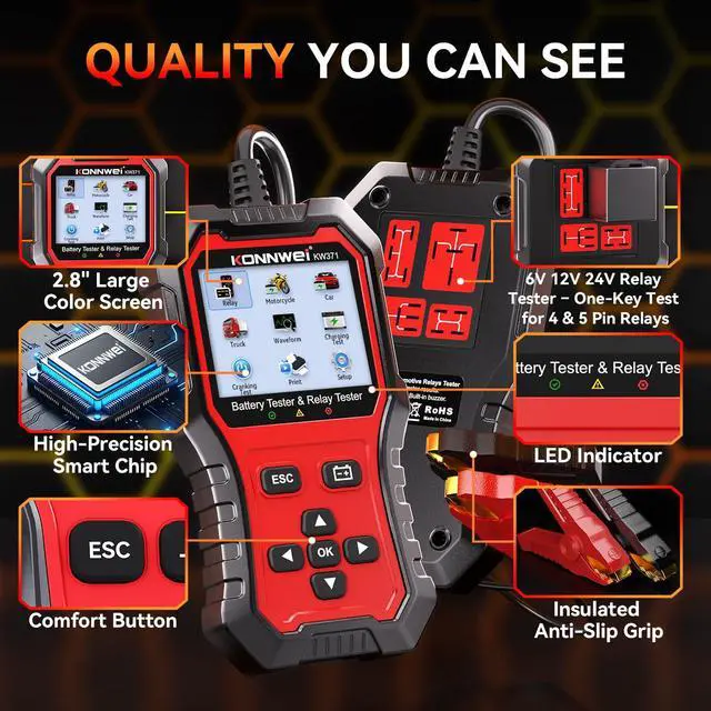 Alt view image 3 of 7 - KW371 Battery Tester & Relay Tester