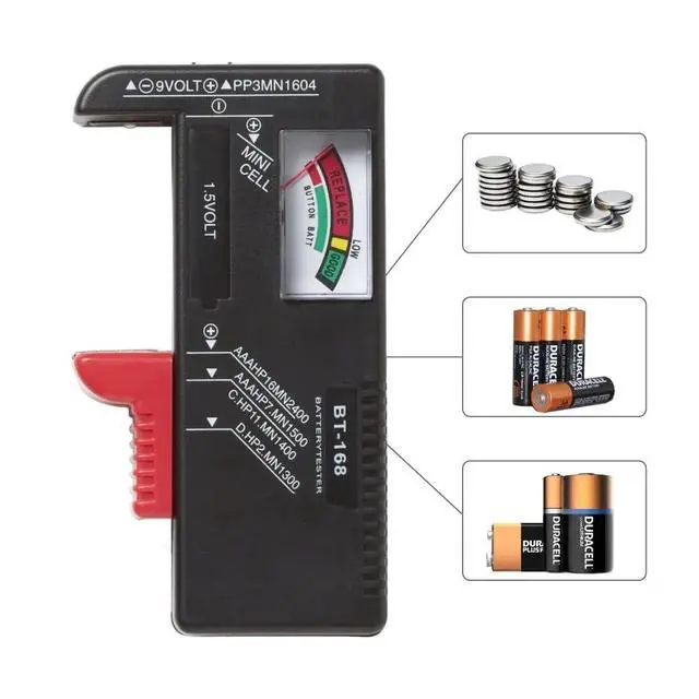 Alt view image 3 of 7 - Battery Tester Checker Battery Capacity Tester Display Checkered Analyzer Digital Universal for C AA AAA D N 9V 1.55V Button Cell Batteries