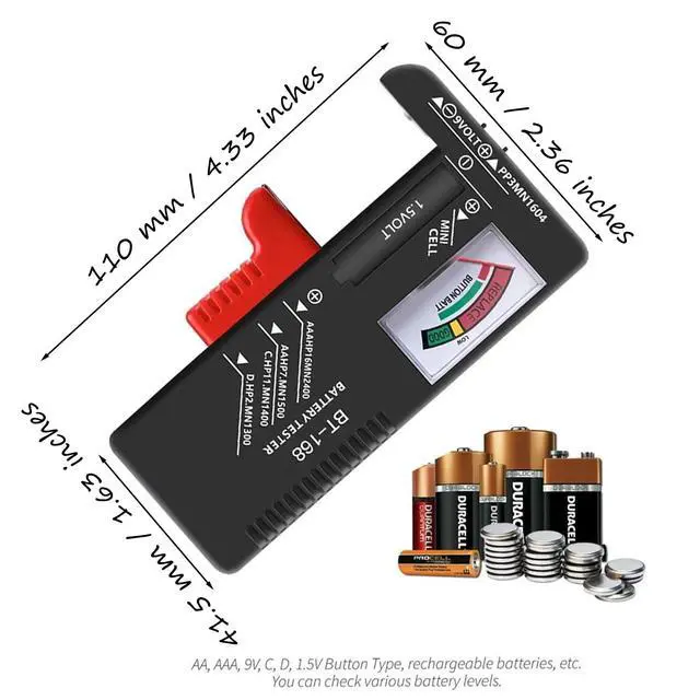 Alt view image 2 of 7 - Battery Tester Checker Battery Capacity Tester Display Checkered Analyzer Digital Universal for C AA AAA D N 9V 1.55V Button Cell Batteries