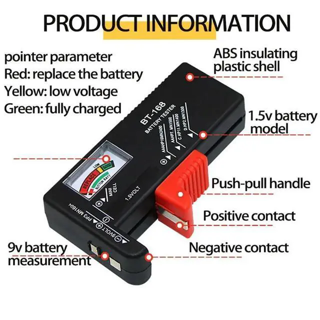 Alt view image 5 of 7 - Battery Tester Checker Battery Capacity Tester Display Checkered Analyzer Digital Universal for C AA AAA D N 9V 1.55V Button Cell Batteries