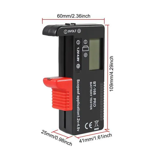 Alt view image 7 of 7 - Universal Battery Tester LCD Digital Battery Checker for AA AAA 9V 1.5V 3.7V 1.2-4.8V Batteries, Household Battery Life Level Monitor Power Meter