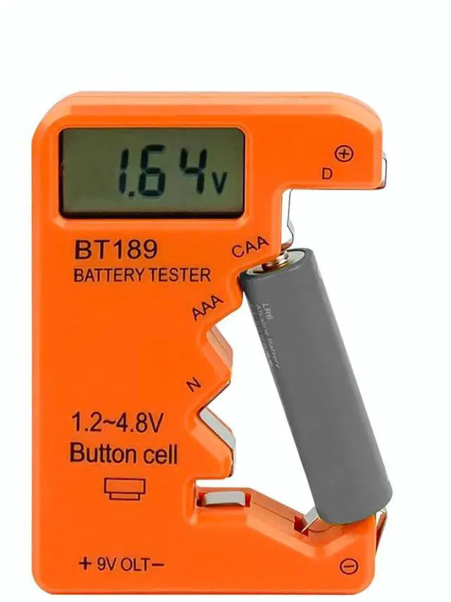 Main image of Battery Tester Checker, Universal Battery Tester for AA AAA C D 9V 1.5V, Small Volt Checker for All Batteries - Orange Color